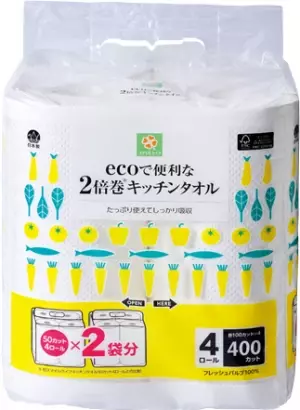 【ライフ】サステナブルなキッチンタオル！？「スマイルライフ　ecoで便利な2倍巻キッチンタオル」新発売