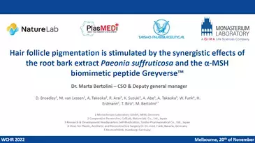 白髪改善（および黒髪の維持）研究の成果を世界最大級の毛髪学会で発表