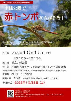 小峰公園で赤トンボをさがそう！10月15日（土）開催