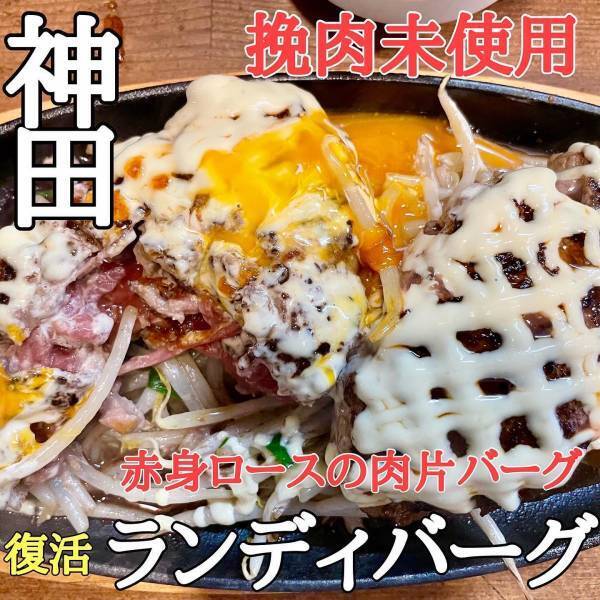 【ひき肉未使用】唯一無二の肉塊にかぶりつけ！あの「ランディバーグ」が 神田で復活オープン！