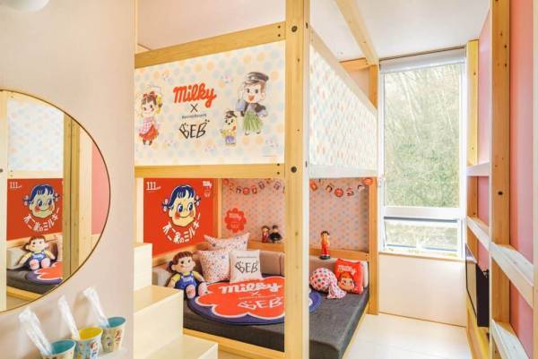 不二家創業111周年になぞらえたレトロ可愛い客室が登場　「不二家×星野リゾート　BEB ミルキー体験キャンペーン」実施｜期間：2022年4月1日～6月30日