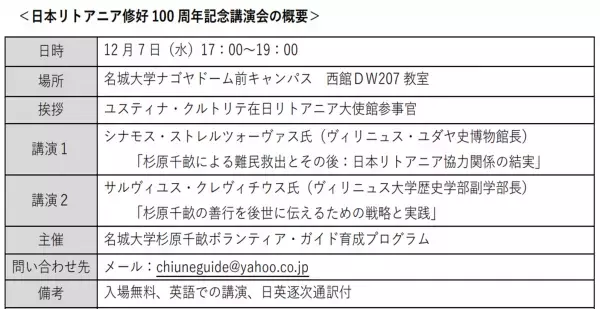 【名城大学】日本リトアニア修好100周年記念講演会を開催