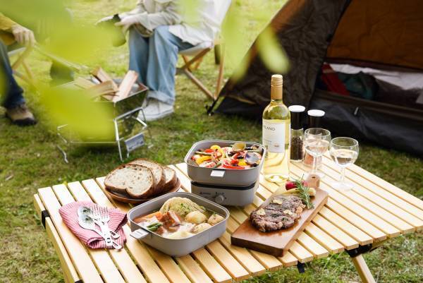 コンパクトに収納できてアウトドアでも便利な電気クッカー SOTOMOスタッキングクッカーをクラウドファンディングにて先行販売