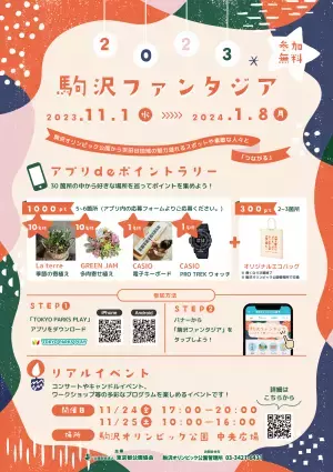 東京都公園協会公式アプリ「TOKYO PARKS PLAY」で、駒沢オリンピック公園周辺を巡る期間限定オンラインポイントラリー＆リアルイベントがスタート！！