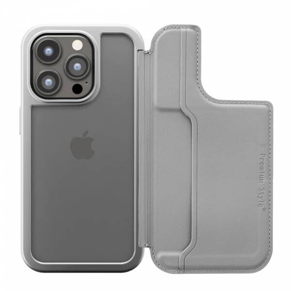 iPhone15、iPhone15Proに対応する、背面部分にカード収納があるバックフリップケースや、PUレザーケース等を株式会社PGAが発売