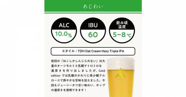 【三重県・ISEKADO】モルトもホップもふんだんに使った、贅沢なトリプルIPA『ねこしかしんじられない Gold edition』を本数限定発売