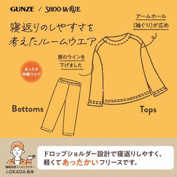 GUNZE（グンゼ）/SHOO･LA･RUE（シューラルー） あったか「快眠ウェア」シリーズの コラボレーション商品が販売スタート！