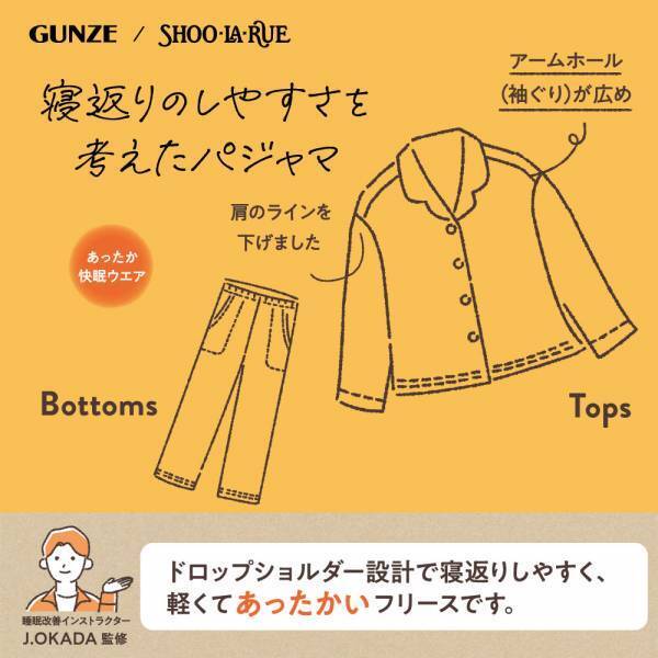 GUNZE（グンゼ）/SHOO･LA･RUE（シューラルー） あったか「快眠ウェア」シリーズの コラボレーション商品が販売スタート！