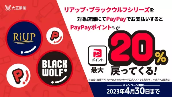 お買い上げ金額に対して最大20％ PayPayポイントが戻ってくる！！「リアップ、ブラックウルフの購入で最大20％戻ってくるキャンペーン」を実施！