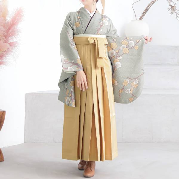 卒業式・修了式に！京都きもの町オリジナル袴「南天刺繍」、スモーキーピンク・オリーブ・ダークグリーン・イエローベージュ発売