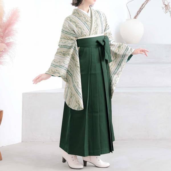 卒業式・修了式に！京都きもの町オリジナル袴「南天刺繍」、スモーキーピンク・オリーブ・ダークグリーン・イエローベージュ発売