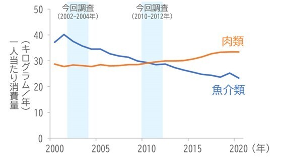 日本人のタウリン摂取量の年次推移を初めて推定