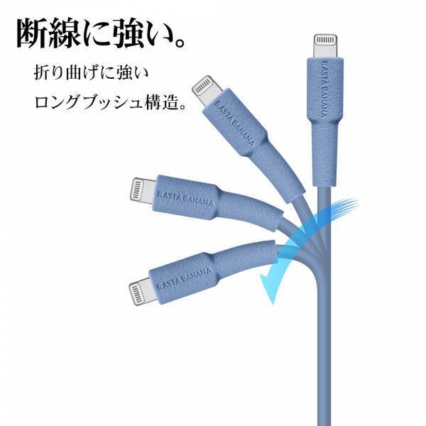 やわらかくてからみにくい！優しい淡い色「ソルベカラー」のLightning充電ケーブルを発売！