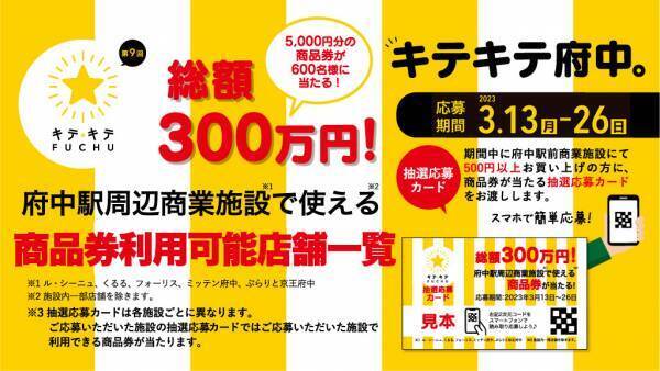 府中駅前商業施設合同 第9回キテキテ府中★2023春 商品券キャンペーン開催！