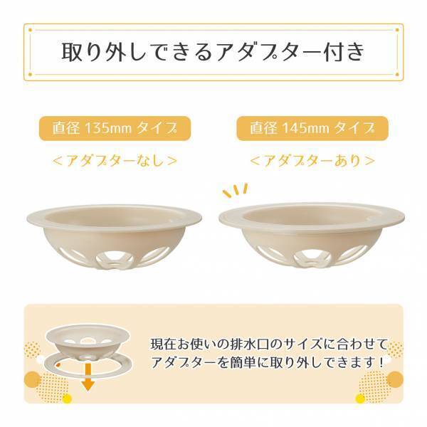 【お得なクーポンコード付き！】市販の水切りネットをかぶせるだけで、水はけ抜群の排水口ゴミ受けに早変わり！『排水口ネットホルダー』を新発売！