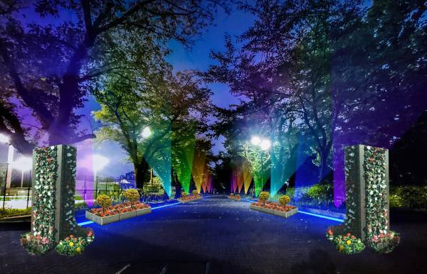 【花と光のムーブメント】＜府中の森公園：10/6~11/5＞＜芝公園：10/19～11/19＞府中の森公園・芝公園で、特設花壇のライトアップイベントを開催！