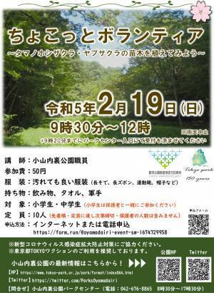 小山内裏公園　ちょこっとボランティア　2月19日（日）開催！