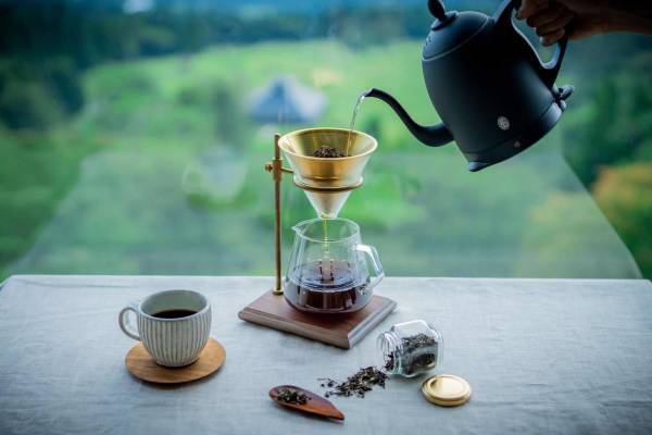 【界 霧島】知られざるお茶処 鹿児島県霧島市で霧島茶の魅力と出会う宿泊プラン「霧島新茶滞在」を販売開始～霧島茶×芋焼酎のペアリング、霧島茶で現代湯治、絶景の茶畑で新茶摘み～｜期間：2023年4月20日〜6月20日