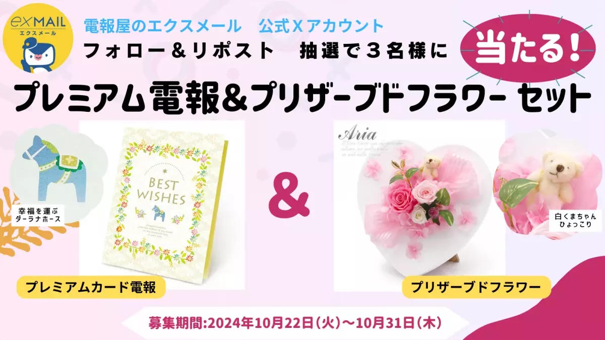 特別な贈り物に「電報」を―エクスメール豪華プレゼントキャンペーン