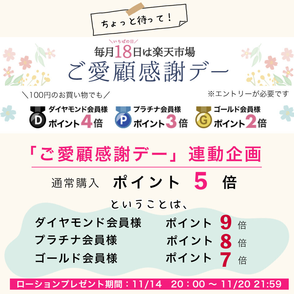 楽天ポイントアップの「ご愛顧感謝デー」の１８日に、界面活性剤フリーのボディミルク１本(150ml) をプレゼント！連動企画ポイント５倍！