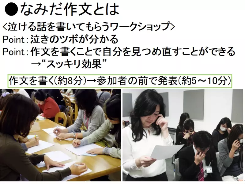 東海大学医学部学生に向けて、感動の涙でストレス解消させる、「なみだ先生」こと感涙療法士の吉田英史が東海大学主催で「涙活（るいかつ）」ワークショップを11月3日に実施