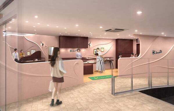 オーダーメイドブランド「ケイウノ立川店」店舗デザイン公開 アール・ヌーヴォー調の柔らかな曲線に囲まれた空間
