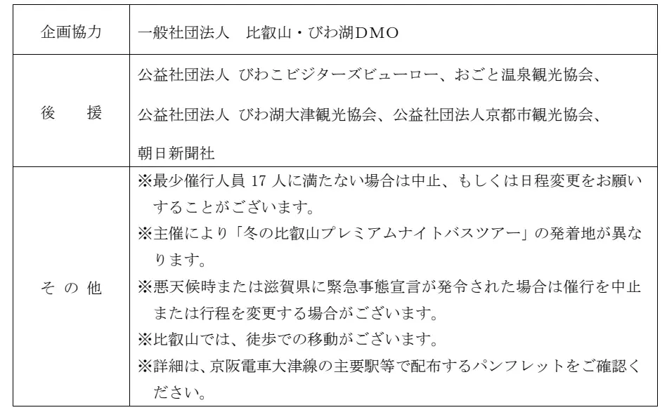 ～ 自然と祈りの比叡山へ 12月開催 ～ 「冬の比叡山プレミアムナイトバスツアー」を販売開始