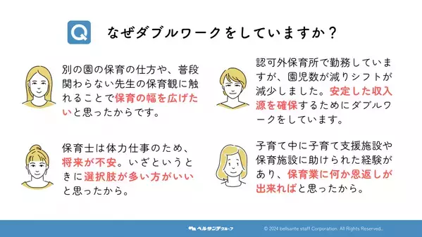 保育士不足解消に向けた「ダブルワーク」の重要な役割を解明！2024年12月調査結果発表！