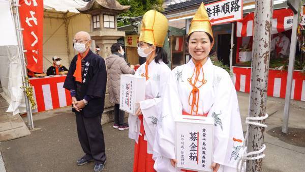 大阪国際大学・大阪国際大学短期大学部の学生が、寝屋川市のねや川戎神社の福娘として「ねや川のえべっさん」をPR