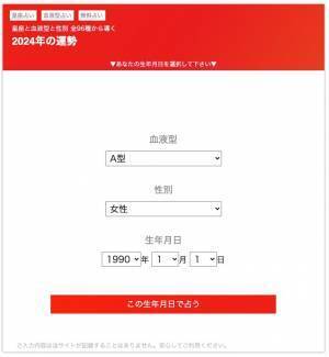 2024年の運勢ランキングをziredが発表