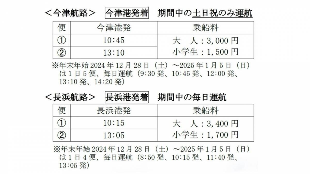 ～ びわ湖クルーズ2024Winter ～ 12月2日（月）より冬期シーズンスタート！