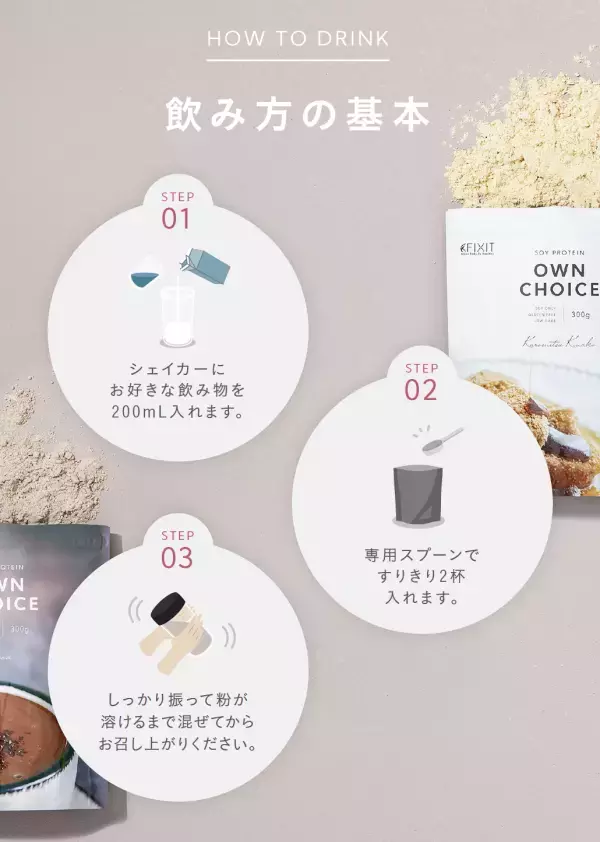 美味しさを追求したソイプロテイン【FIXIT OWN CHOICE ( オウンチョイス ) 】 2月13日より発売開始