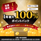 楽天スーパーSALE最終日の１０日に24時間限定で1等最大100%ポイントバックキャンペーン！２個セットに１個プレゼント！ポイント２０倍！