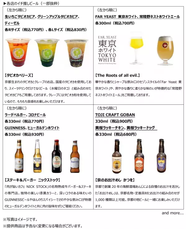 京都駅前すぐ 京都タワーサンド 国内外の計45種類のビールが楽しめる「FOOD HALL BEER FESTA」を開催