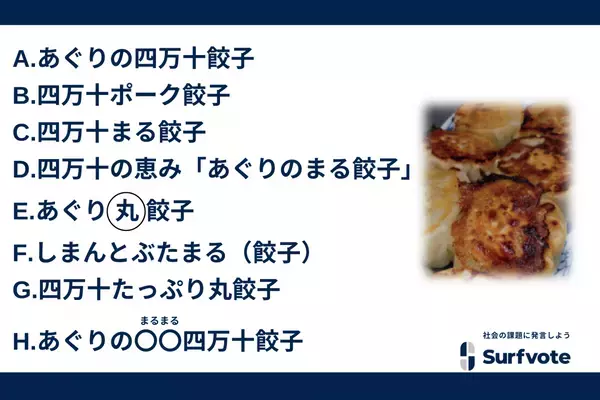 【あなたの1票で決定！！】「四万十ポーク」を使った餃子のネーミング投票を開始しました！