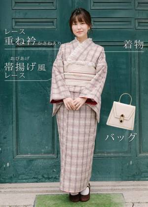 バレンタインの京都観光に。かわいらしく上品な新作重ね衿がレースコーデ着物、振袖プランにて２月１日よりレンタル開始。