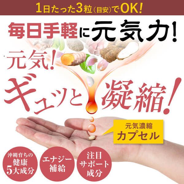 元気あふれる沖縄人のエネルギー源を凝縮！毎日の元気を応援する「イキイキサプリ　琉球の源」4月9日（土）より発売開始。