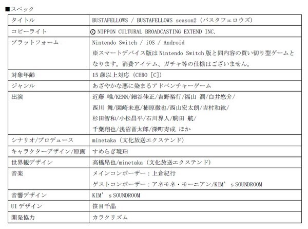 ゲーム「BUSTAFELLOWS」×「坂本ケーブル」 8月１日(木)からコラボケーブル運行開始