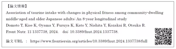 中高年者の筋力維持にタウリンの摂取が関連していることを 国際的な科学オンラインジャーナルで発表