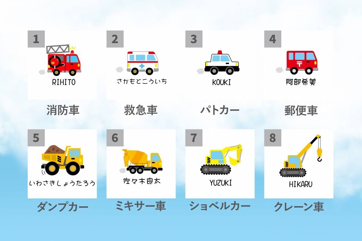 クレーン車や消防車！お子様の心をくすぐるはたらくくるまデザイン”名入れ”Tシャツ＆マグカップ – 9/30特別セール