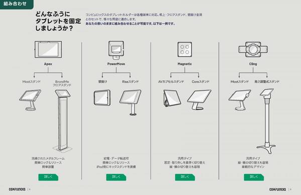 業務用iPadスタンドなどタブレット・PC向け展示／盗難防止製品 総合カタログ公開