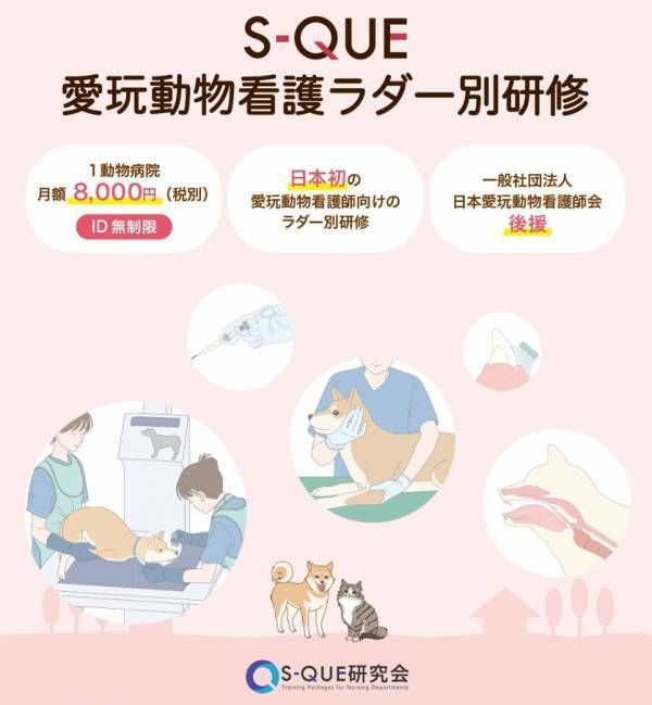 eラーニングで学ぶ『S-QUE愛玩動物看護ラダー別研修』が９月より提供開始となります！これに先駆けて、8月1日より無料お試しのご利用がスタートします！
