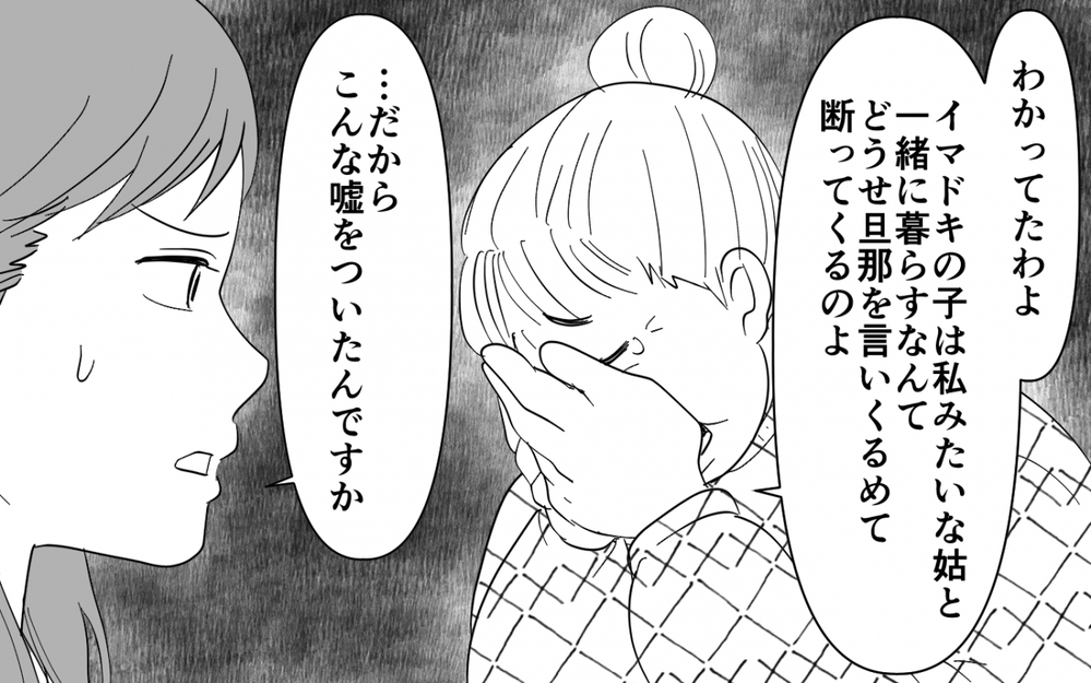 「同居したかったの！」泣き落としを始めた義母に冷静な嫁「これ以上嘘をつくのはやめて」【同居したら呼び捨て義母 Vol.9】