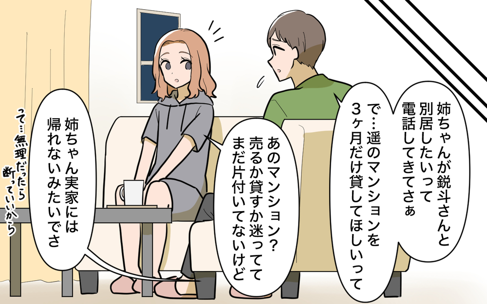 「夫と別居したいから助けて…」夫の姉からの電話…焦る夫に妻は「お義姉さんを助けてあげないの？」と逆提案