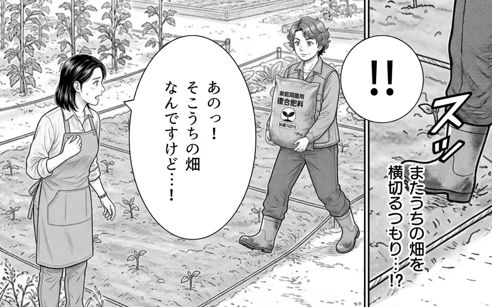 「あら、ごめんなさいね？」って絶対悪いと思ってないでしょ…！ 私の畑に平然と踏み入る隣人…無視？悪意？その行動にモヤモヤが止まらない