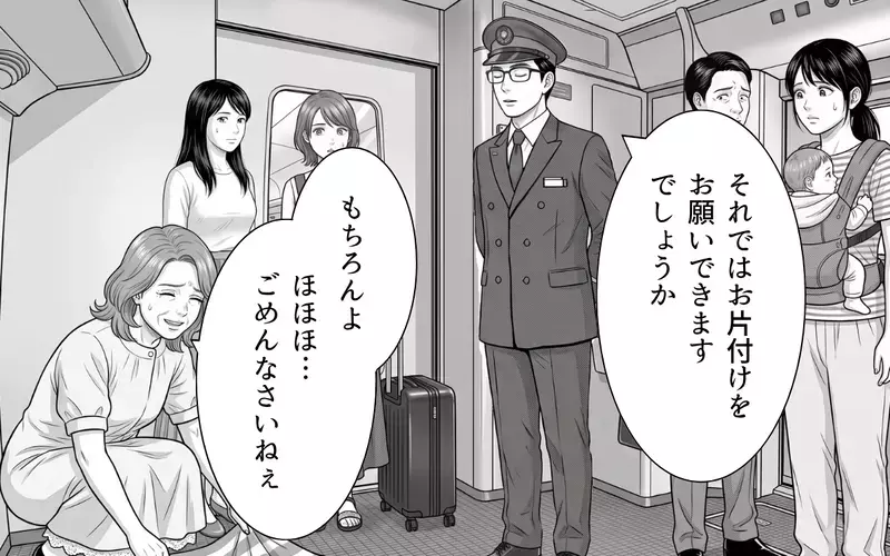 「暑いったらありゃしない」新幹線のデッキにレジャーシートを敷いて座り込むおばさん…注意した車掌への開き直り発言が衝撃過ぎた