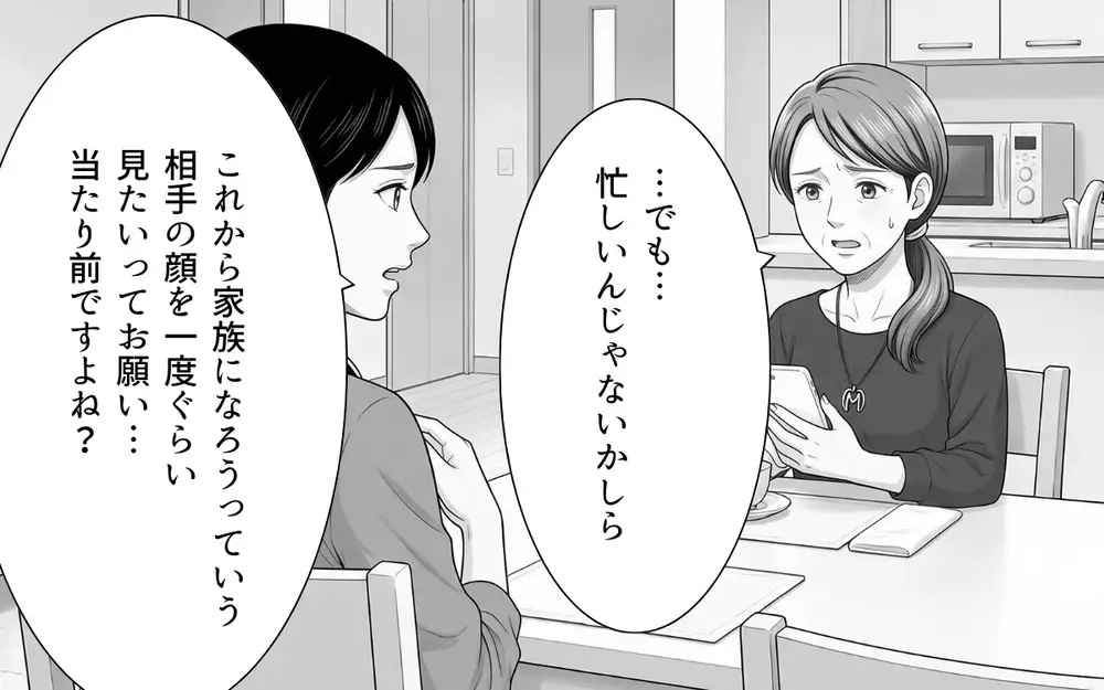 義母「少しでいいから顔を見せて」彼氏「今すぐは難しい」送金をめぐって緊迫のやりとりの末に!?【あやしい彼氏ができた義母 Vol.8】