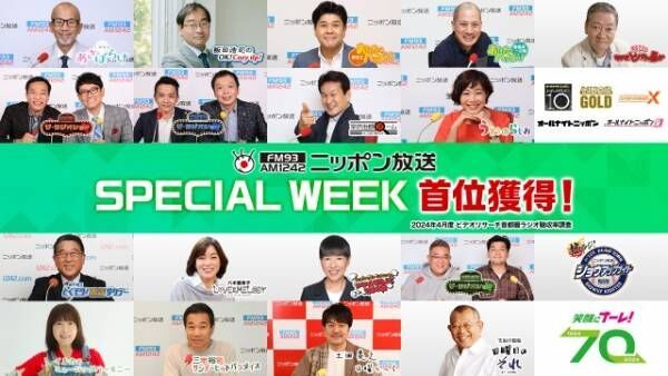 ニッポン放送、聴取率「男女12～69歳」週平均・日曜で首位