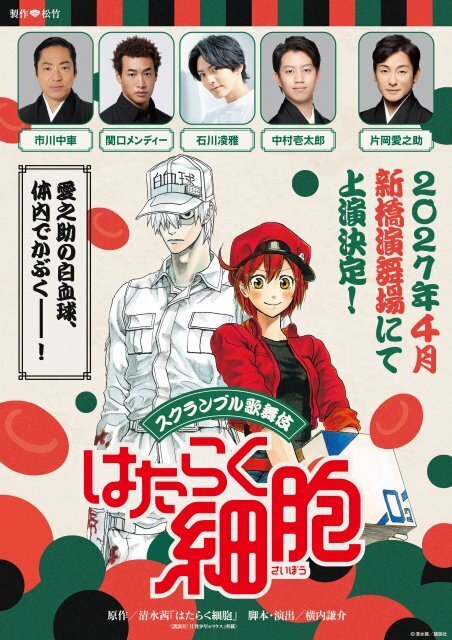 『はたらく細胞』初の歌舞伎化で来年4月上演　白血球役は片岡愛之助で関口メンディー＆石川凌雅ら出演