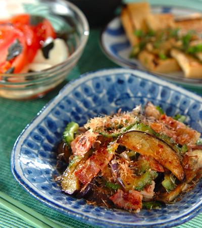 今日の献立は「ナスとゴーヤの炒め物」　E・レシピ